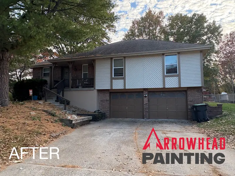 After: A split-level home before and after a full exterior repaint