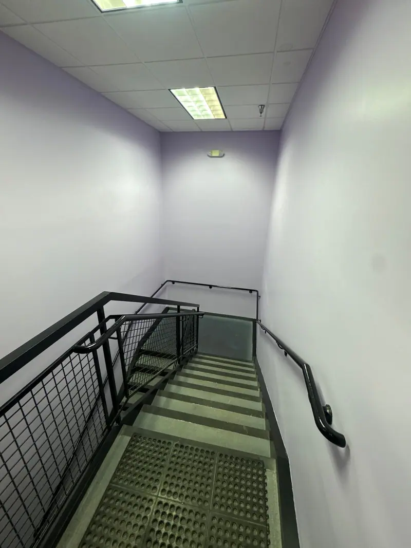 Gym stairwell in lavender