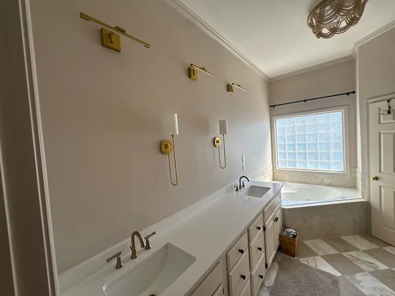 Freshly painted primary bathroom