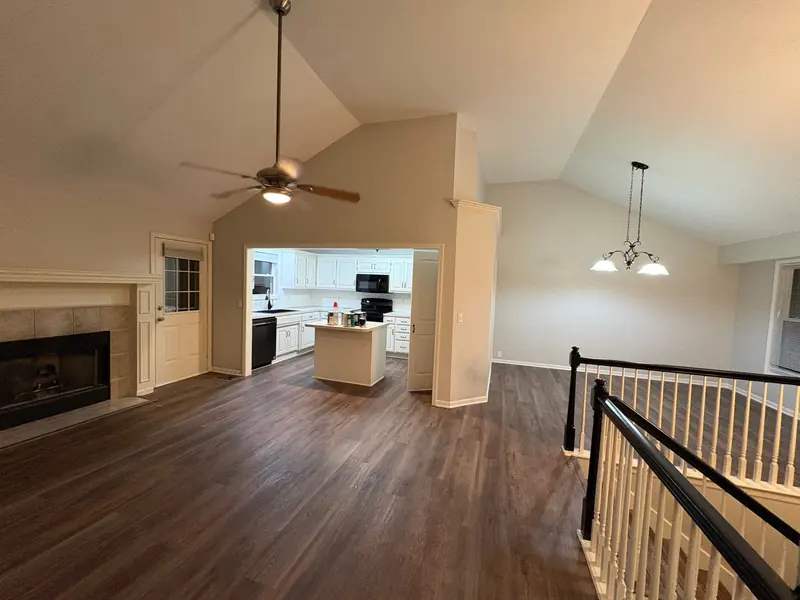 Vaulted great room finished in light greige
